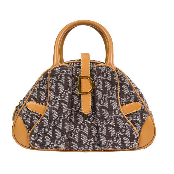Christian Dior Navy Trotter Boston bowling bag